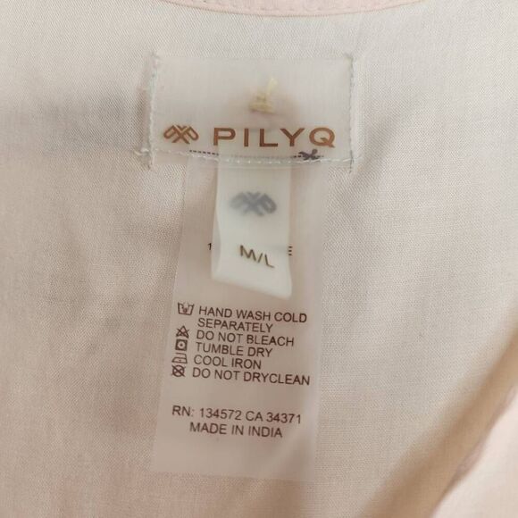 Pilyq Pink Swim Cover Up Sleeveless V-Neck Tiered Maxi Dress Size M/L - Picture 12 of 13